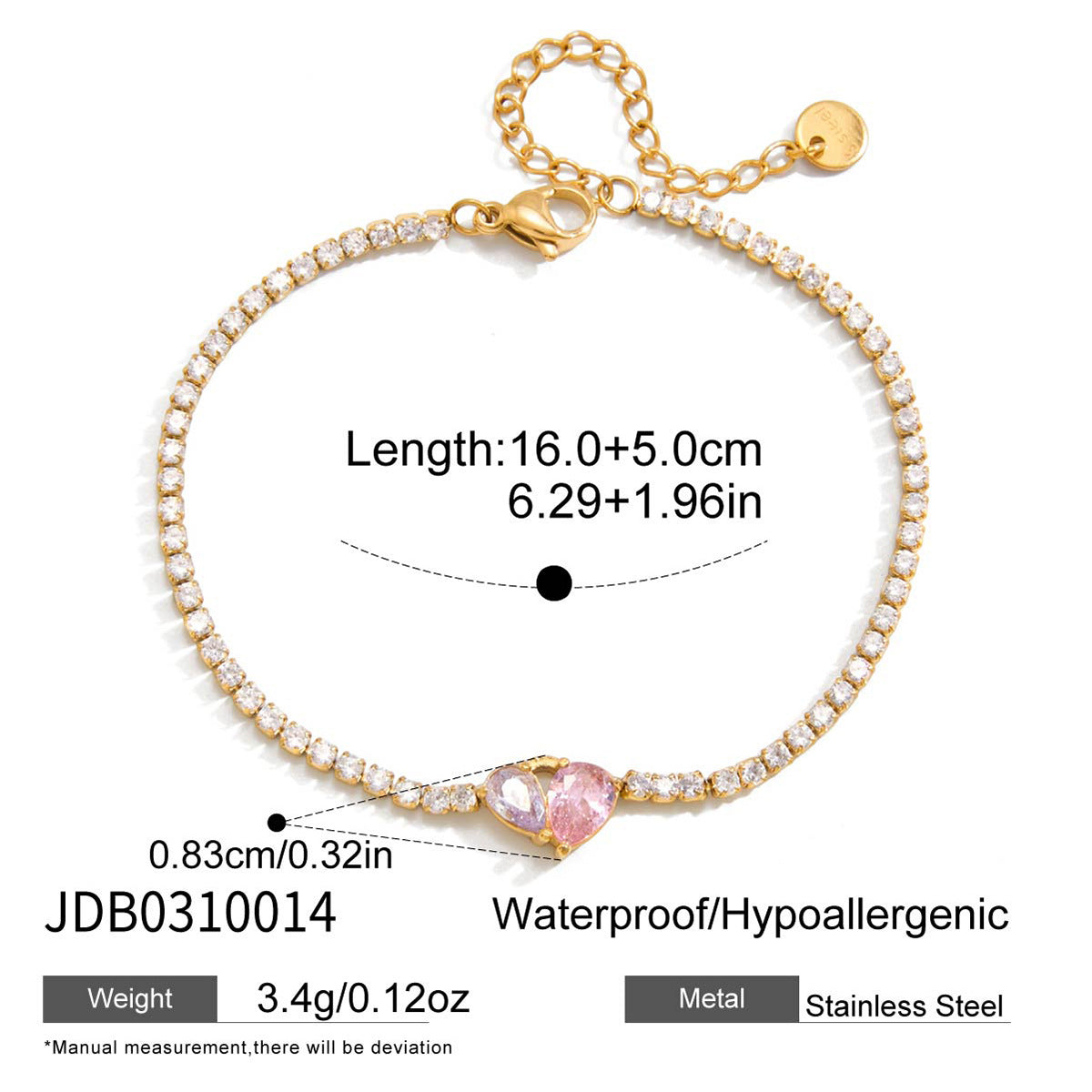 Damen Armband mit funkelnden Zirkonia und herzförmigem Anhänger Shop Nory