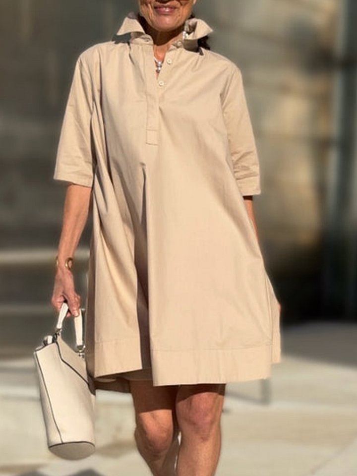 Damen Hemdblusenkleid in A-Linie von
