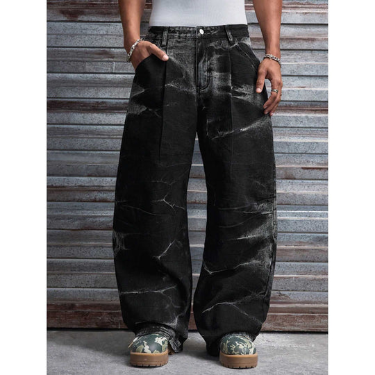 Herren Weit geschnittene Denim-Hosen mit besonderem Waschungseffekt Shop Nory