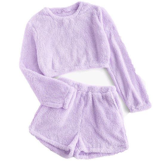 Damen Kuschelige Plüsch-Pyjama-Set
