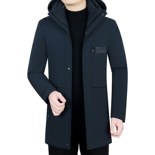 Herren Moderner wasserabweisender Longparka mit Kapuze und leichter Thermoisolierung Shop Nory