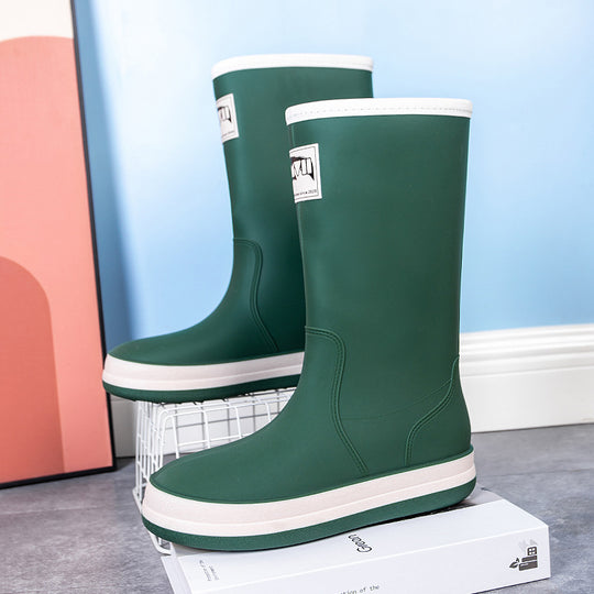 Damen Mittelhohe Plateau-Regenstiefel mit wasserfester Vollgummi-Konstruktion Shop Nory