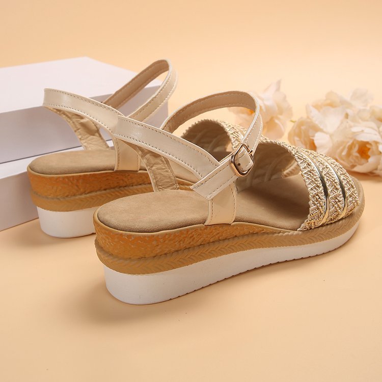 Damen Moderne Riemchen-Plateausandalen mit Glitzerapplikationen