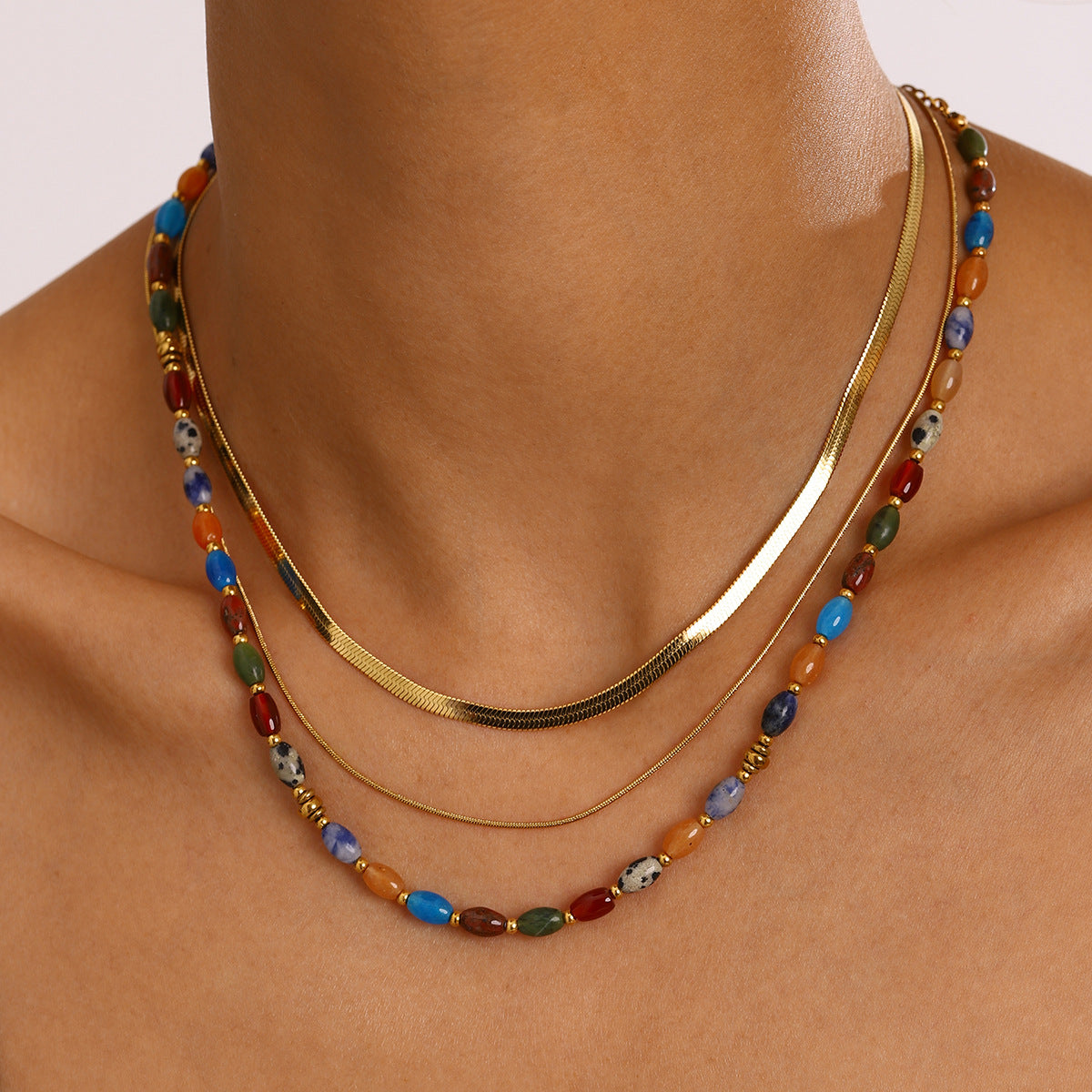 Damen Halskette mit eleganter mehrlagiger Struktur Shop Nory