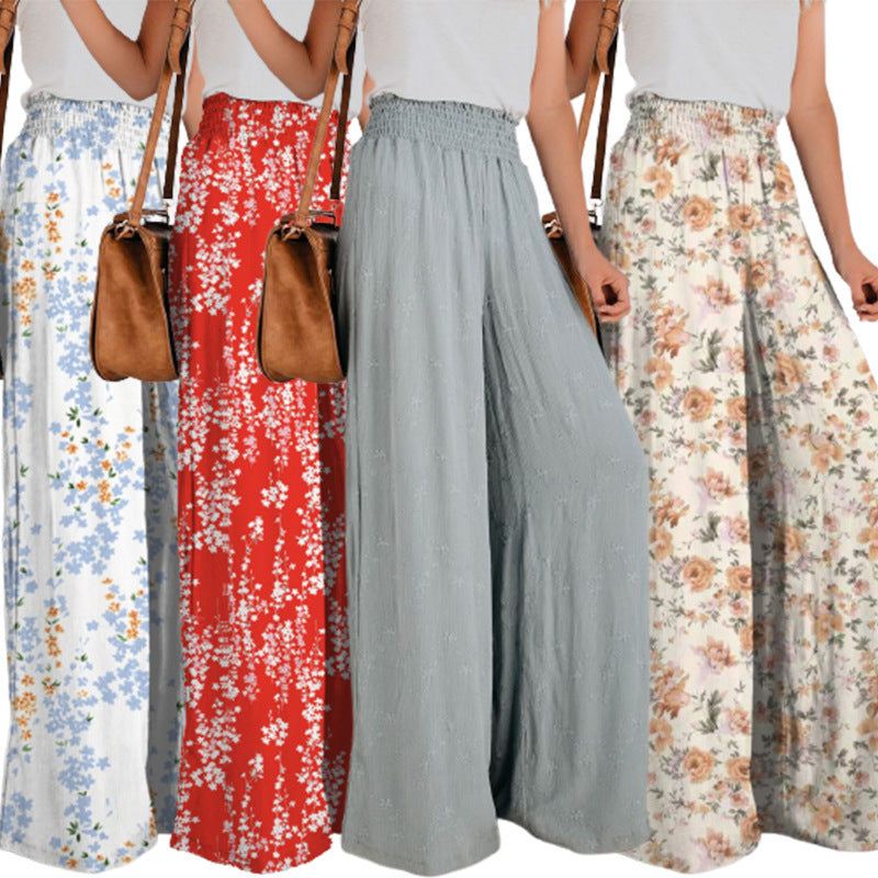 Damen Blumendruck Weite Hosen