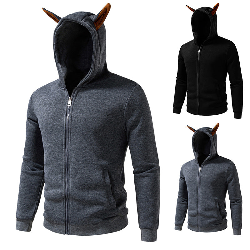 Herren komfortabler Kapuzenpullover mit durchgehendem Reißverschluss