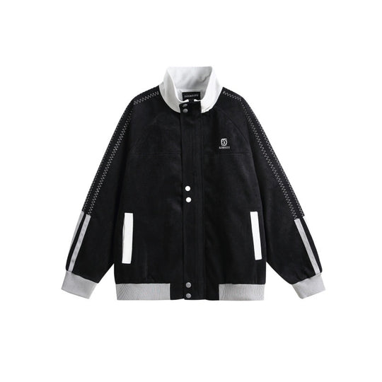 Herren Bomberjacke im Boxy-Cut mit hohem Stehkragen, Druckknopfleiste und Kontrastpaspeln Shop Nory