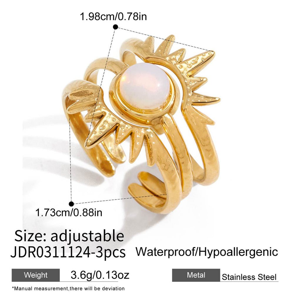Damen Offener Ring mit kunstvollem Sonnenmotiv und hochwertigem Zirkon Shop Nory