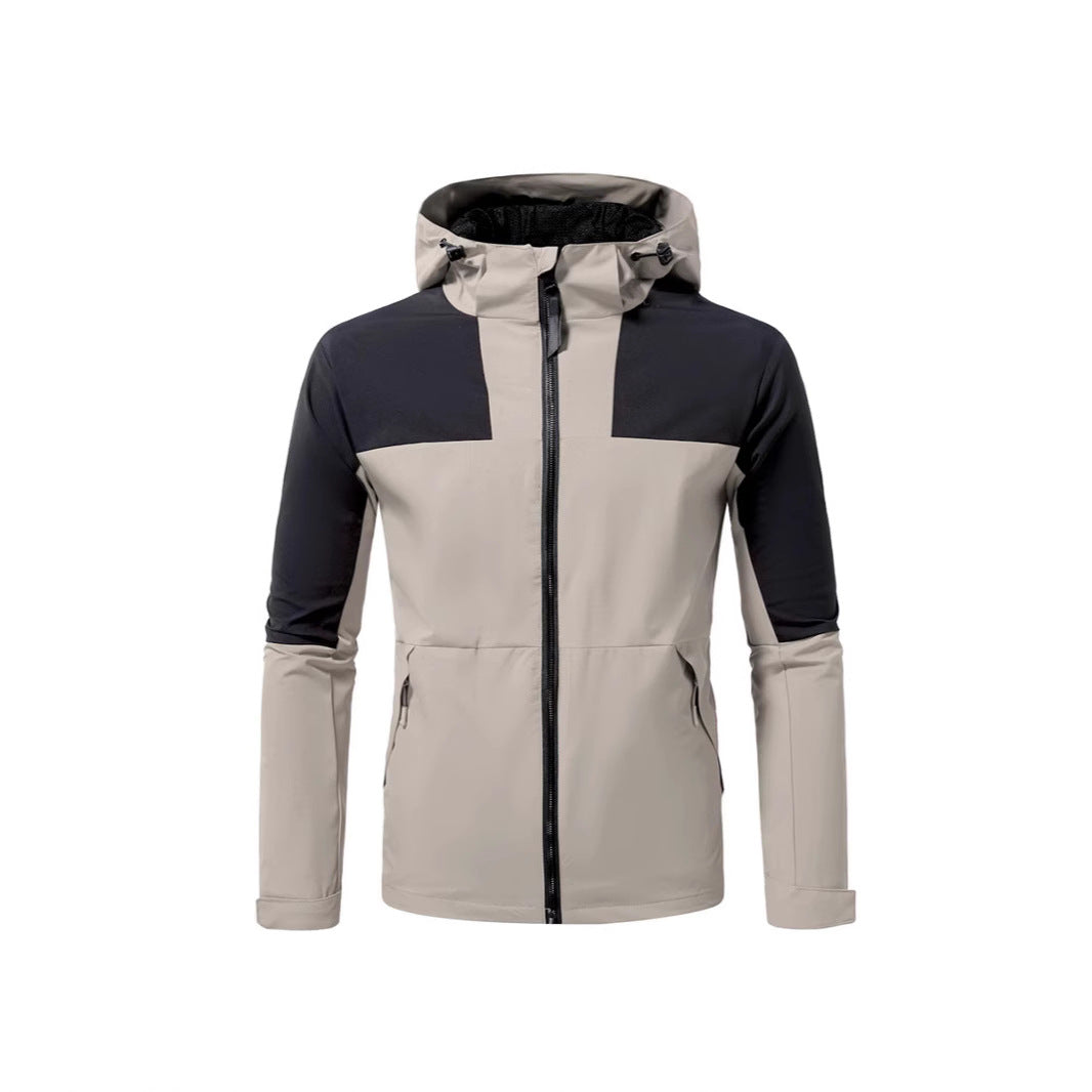 Herren Windbreaker Jacke mit verstellbarem Kapuzenkragen und seitlichen Taschen