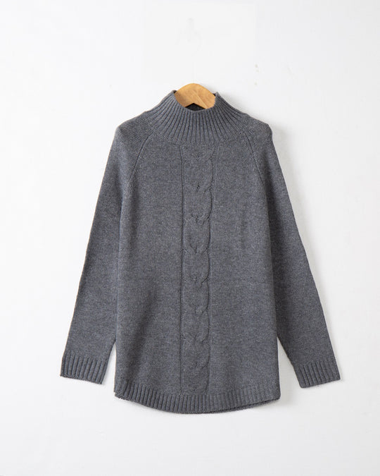 Damen Rollkragenpullover mit Zopfmuster und Raglanärmeln Shop Nory