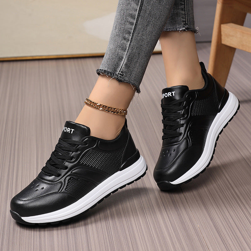 Damen Freizeit-Plateau-Sneaker mit stoßdämpfender Memory-Zwischensohle und Lederoptik Shop Nory