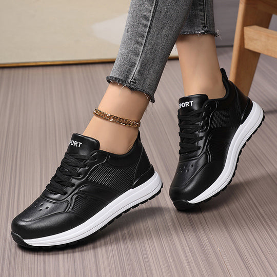 Damen Freizeit-Plateau-Sneaker mit stoßdämpfender Memory-Zwischensohle und Lederoptik Shop Nory