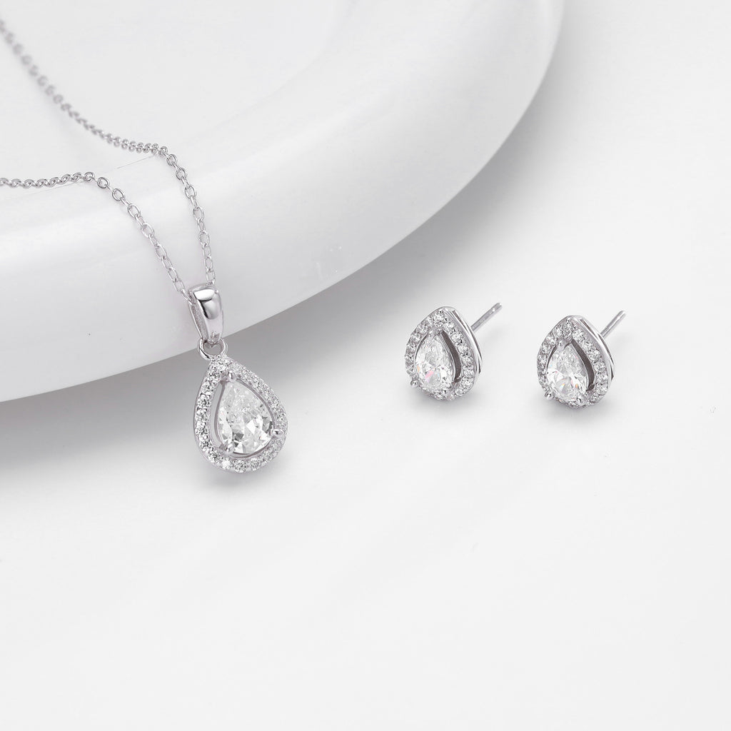 Damen Halskette mit tropfenförmigem Zirkonanhänger aus 925 Sterlingsilber und elegantem Design Shop Nory
