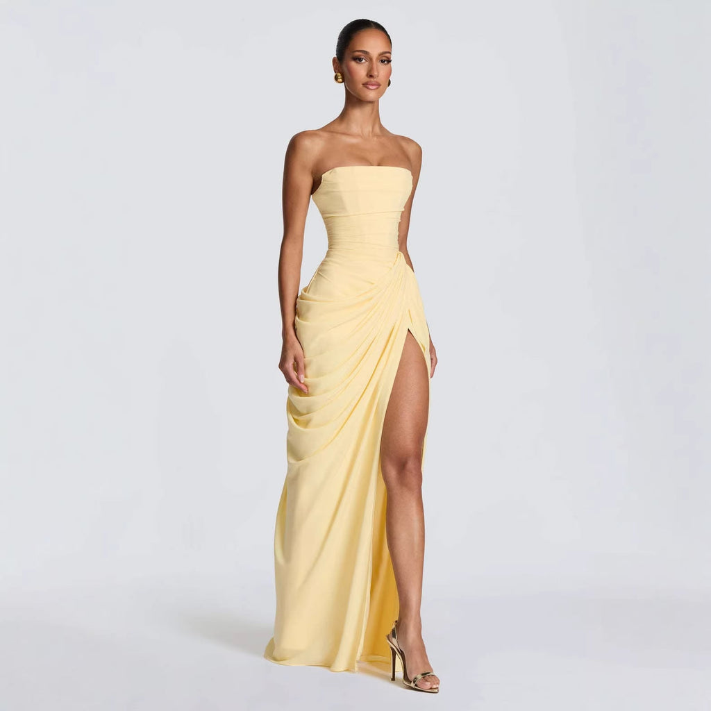 Damen Elegantes Abendkleid mit Off-Shoulder-Design und Fließendem Cape