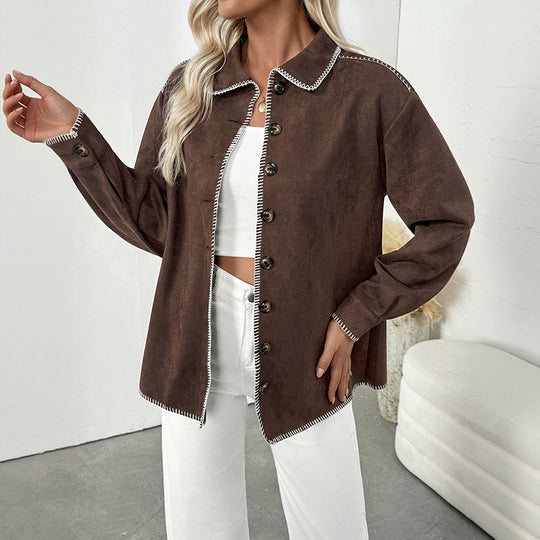 Damen Elegantes Overshirt aus Velourslederimitat Shop Nory