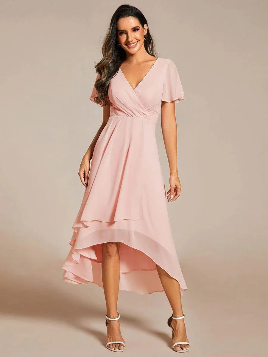 Damen Elegantes Wickelkleid mit asymmetrischem Saum ShopNory