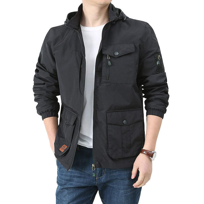 Herren Urban-Utility Fieldjacke mit Kapuze, Mehrfach‑Taschen und elastischen Bündchen Shop Nory