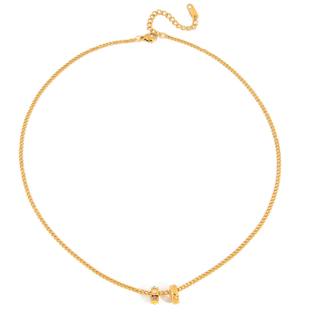 Damen Halskette mit funkelndem Zirkonia-Anhänger und eleganter Gliederkette Shop Nory