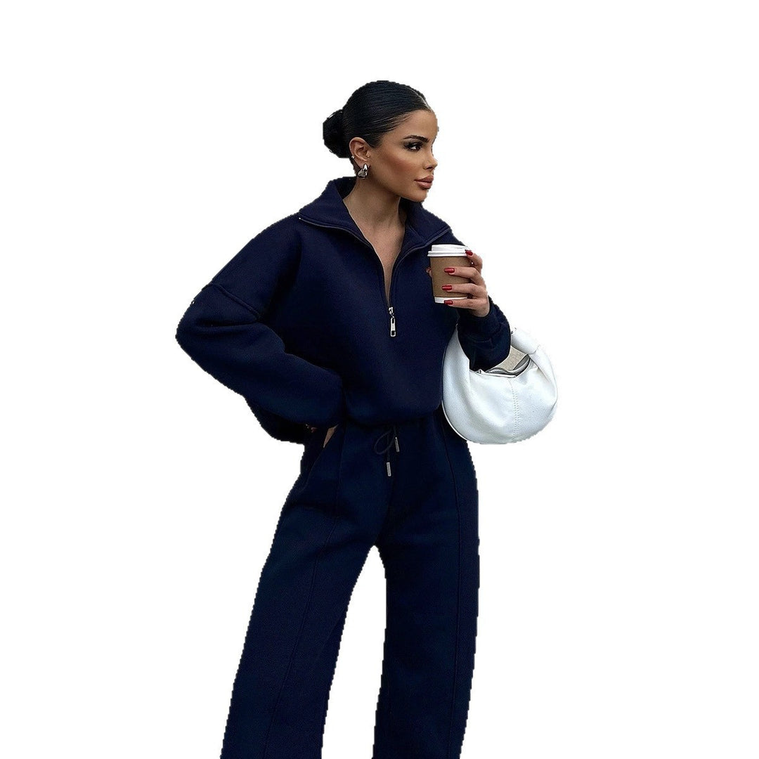 Damen Oversized Fleece-Lounge-Set mit Halb-Reißverschluss und weiten Jogginghosen Shop Nory
