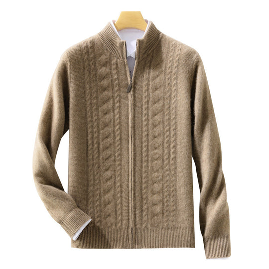 Herren Zipper‑Strickjacke mit Zopfmuster und Stehkragen Shop Nory