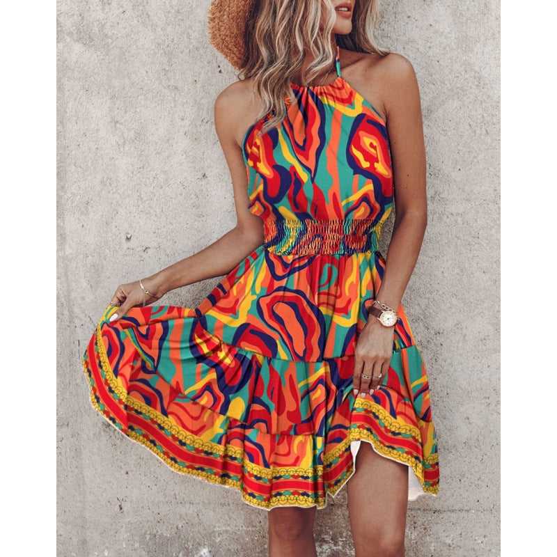 Damen Freizeitkleid mit floralen Druckdetails und Taillengürtel