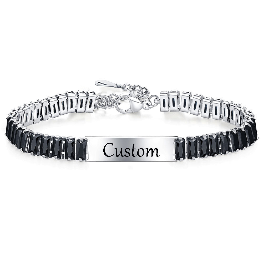 Damen Armband mit funkelnden Zirkonia und gravierbarem Anhänger Shop Nory