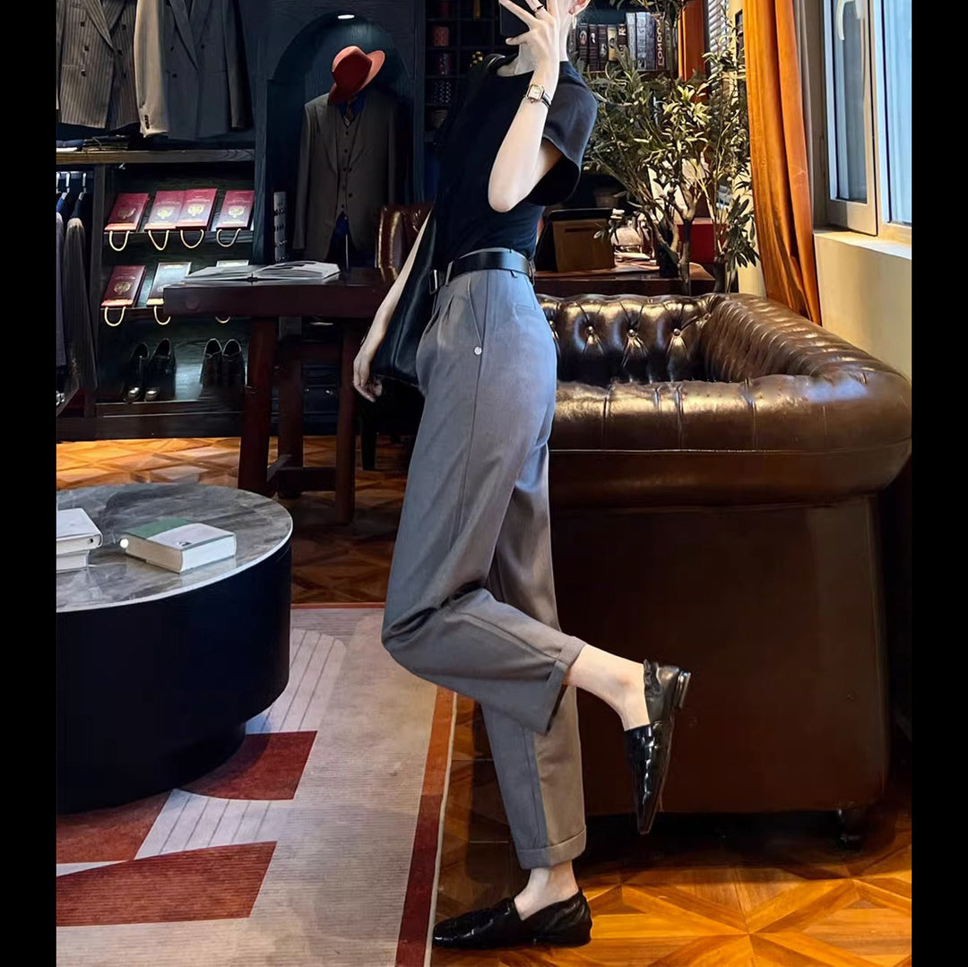 Damen weite Stoffhose mit eleganten Falten Shop Nory