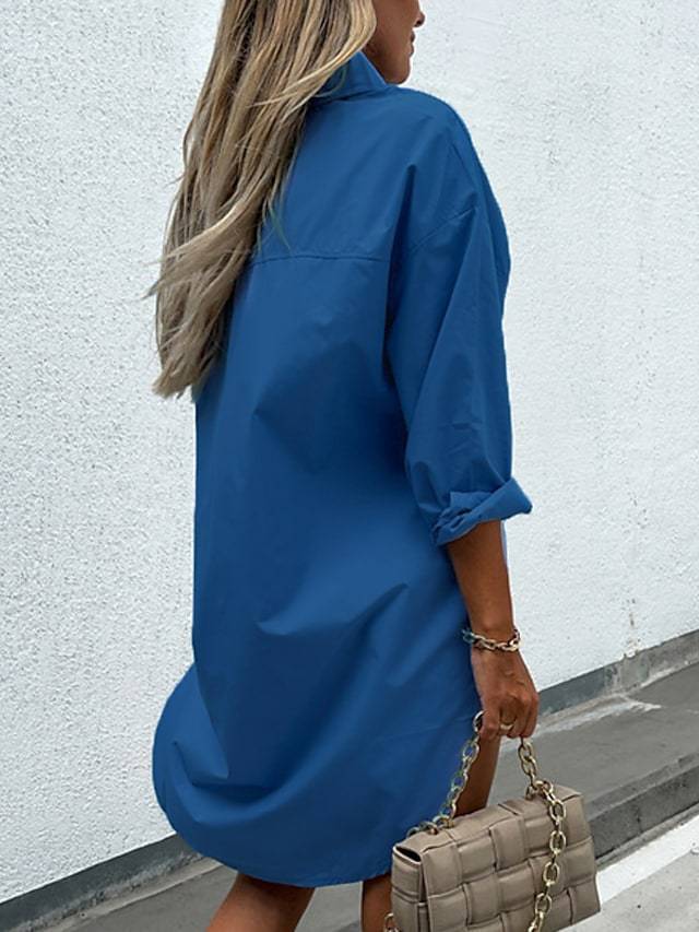 Damen chemisierter Oversized-Hemdblusenkleid