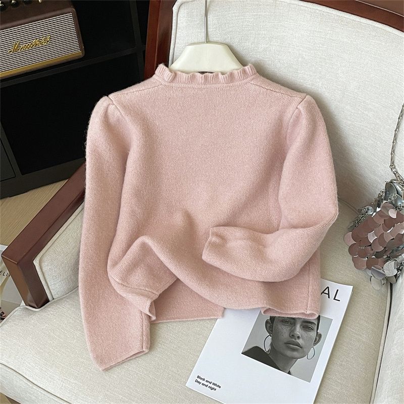 Damen Elegante Strickjacke mit Rüschendetail Shop Nory