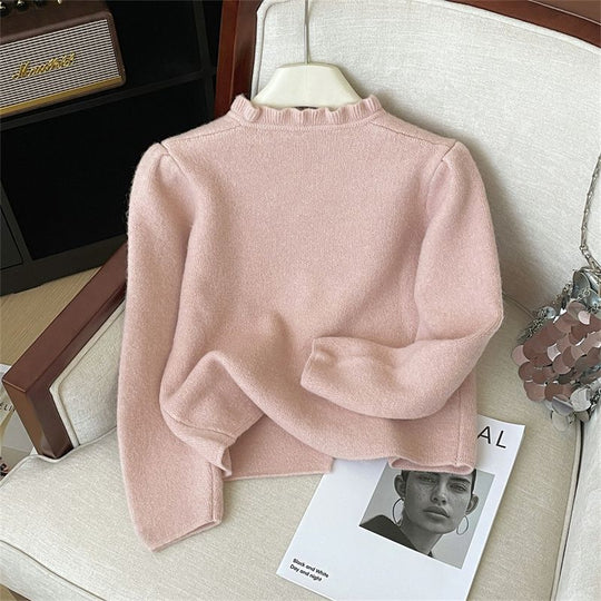 Damen Elegante Strickjacke mit Rüschendetail Shop Nory