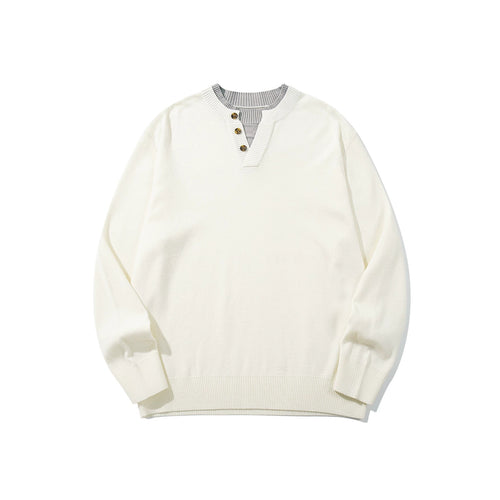 Unisex Gerippter Baumwollmix-Pullover mit Henley-Knopfleiste und Relaxed-Schnitt Shop Nory