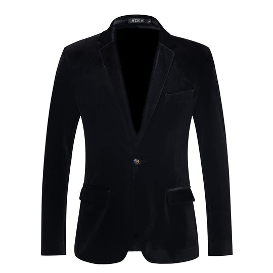 Herren maßgeschneidertes Samt-Sakko Slim Fit mit einreihiger Knopfleiste und Pattentaschen Shop Nory