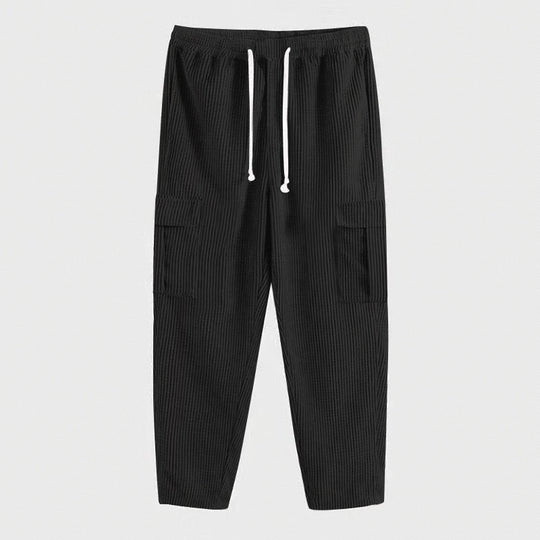 Herren nan Cord-Cargo-Jogginghose mit elastischem Tunnelzugbund, aufgesetzten Klappentaschen und tapered Bein Shop Nory