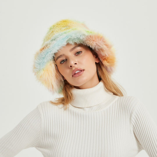 Damen Flauschiger Bucket‑Hut aus hochwertigem Kunstpelz mit Teddy‑Textur Shop Nory