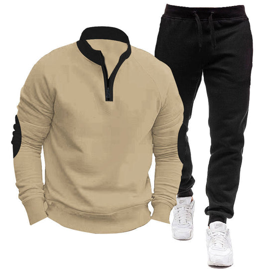 Herren Sportliches Hoodie- und Jogginganzug-Set mit kontrastierenden Ärmelakzenten