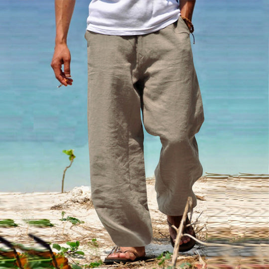 Herren nan lockere Leinenhose mit weitem Bein und elastischem Bund Shop Nory