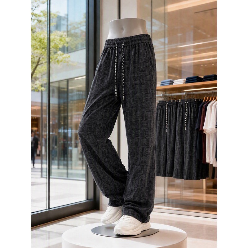 Herren Weite texturierte Loungehose mit Kordelzug und elastischem Bund Shop Nory