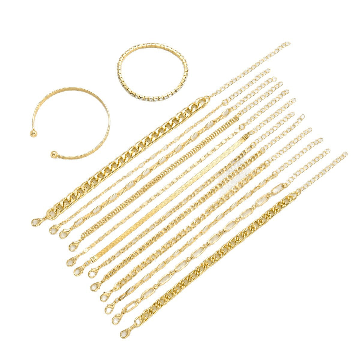 Damen Armband-Set mit eleganten Goldankern und funkelnden Kristallen Shop Nory
