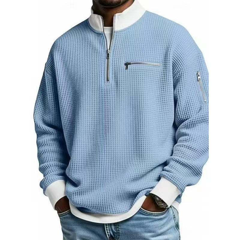 Herren Sweatshirt mit hohem Kragen und praktischem Reißverschluss
