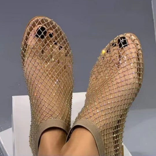 Damen Netz-Sandalen mit funkelnden Akzenten