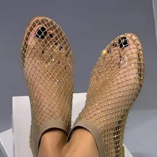 Damen Netz-Sandalen mit funkelnden Akzenten
