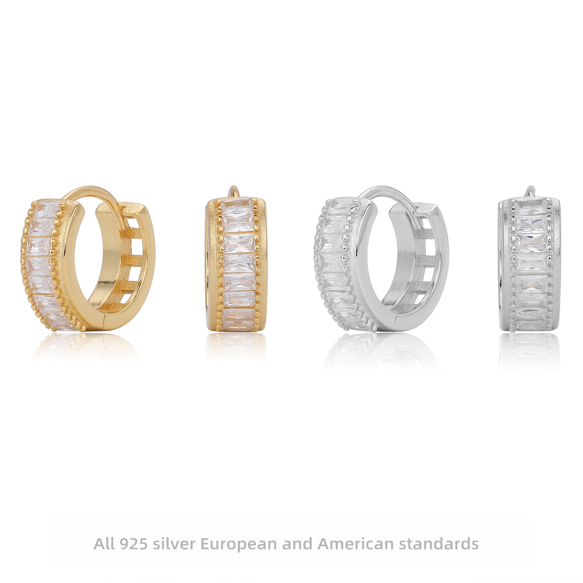 Damen Ohrstecker mit funkelndem Zirkonbesatz aus hochwertigem 925 Sterling Silber Shop Nory