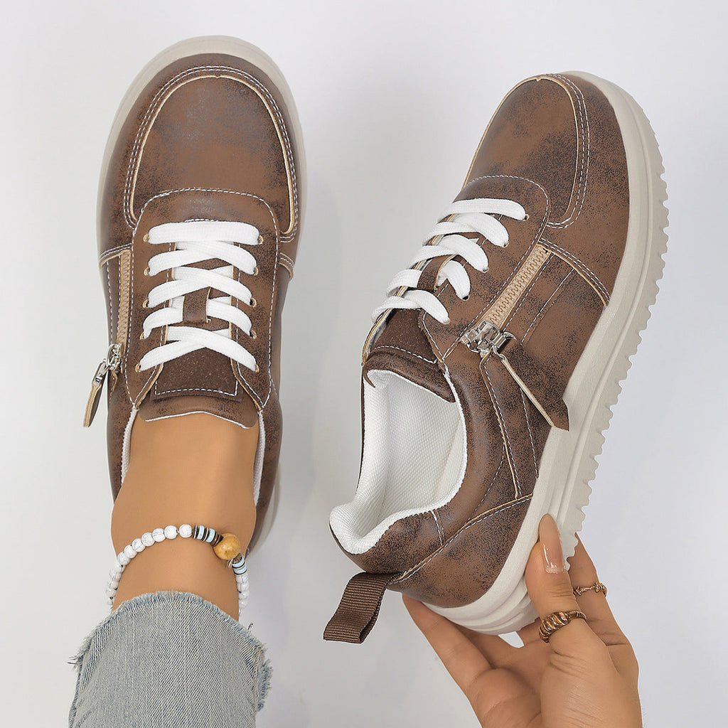 Damen Sneakers mit modischem Reißverschluss und bequemer Sohle
