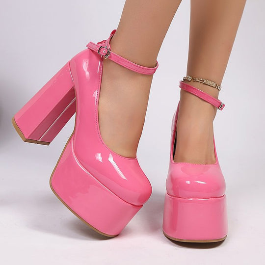 Damen Plateau-High Heels mit schickem Riemendesign
