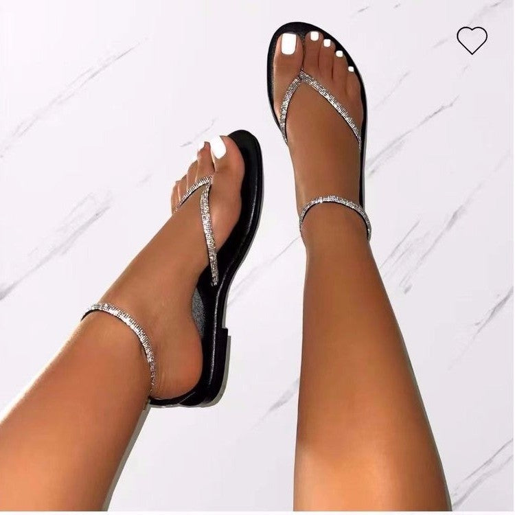 Damen Glamouröse Zehentrenner-Sandalen mit funkelnden Strass-Elementen