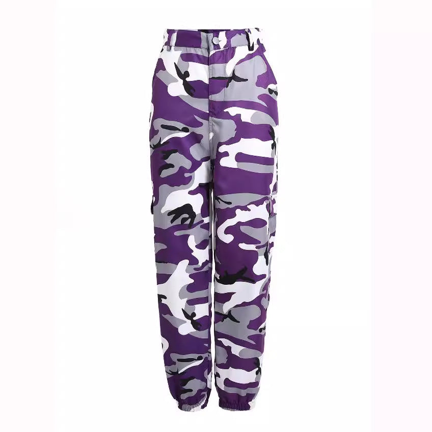 Damen Cargohose mit Camouflage‑Print, elastischem Bund und Beinbündchen Shop Nory