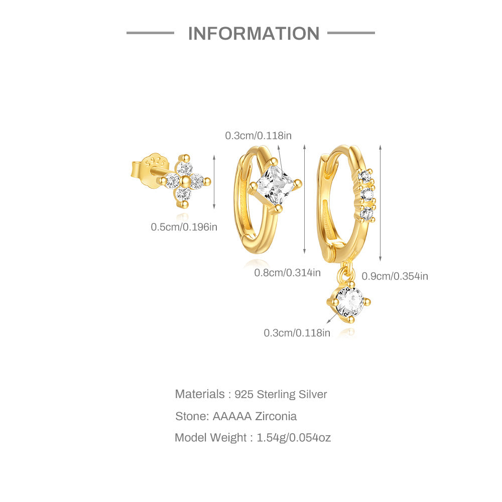 1 Set 925 Sterling Silber Zirkon 925 Sterling Silber Ohrringe Geometrische Blume Tropf Ohrringe Ohrringe Ohrstecker | Shop Nory