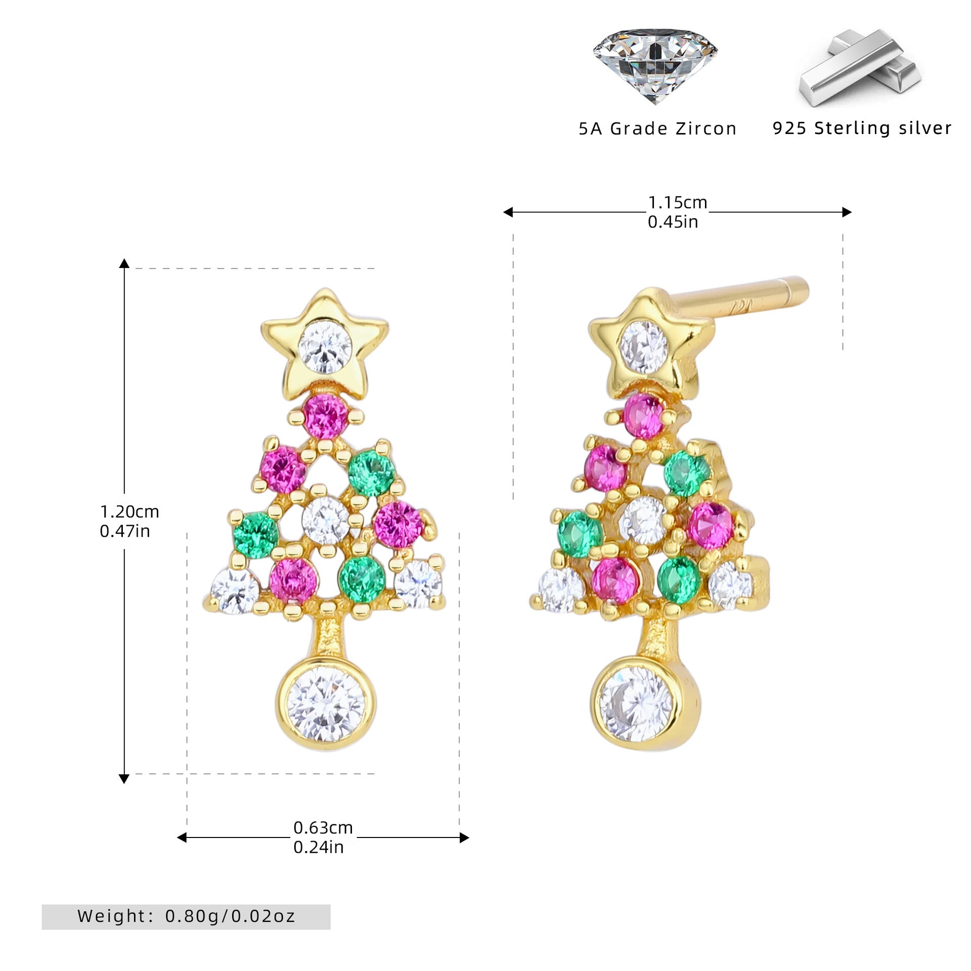 Damen Ohrhänger im stilvollen Weihnachtsbaum-Design aus 925 Sterling Silber Shop Nory