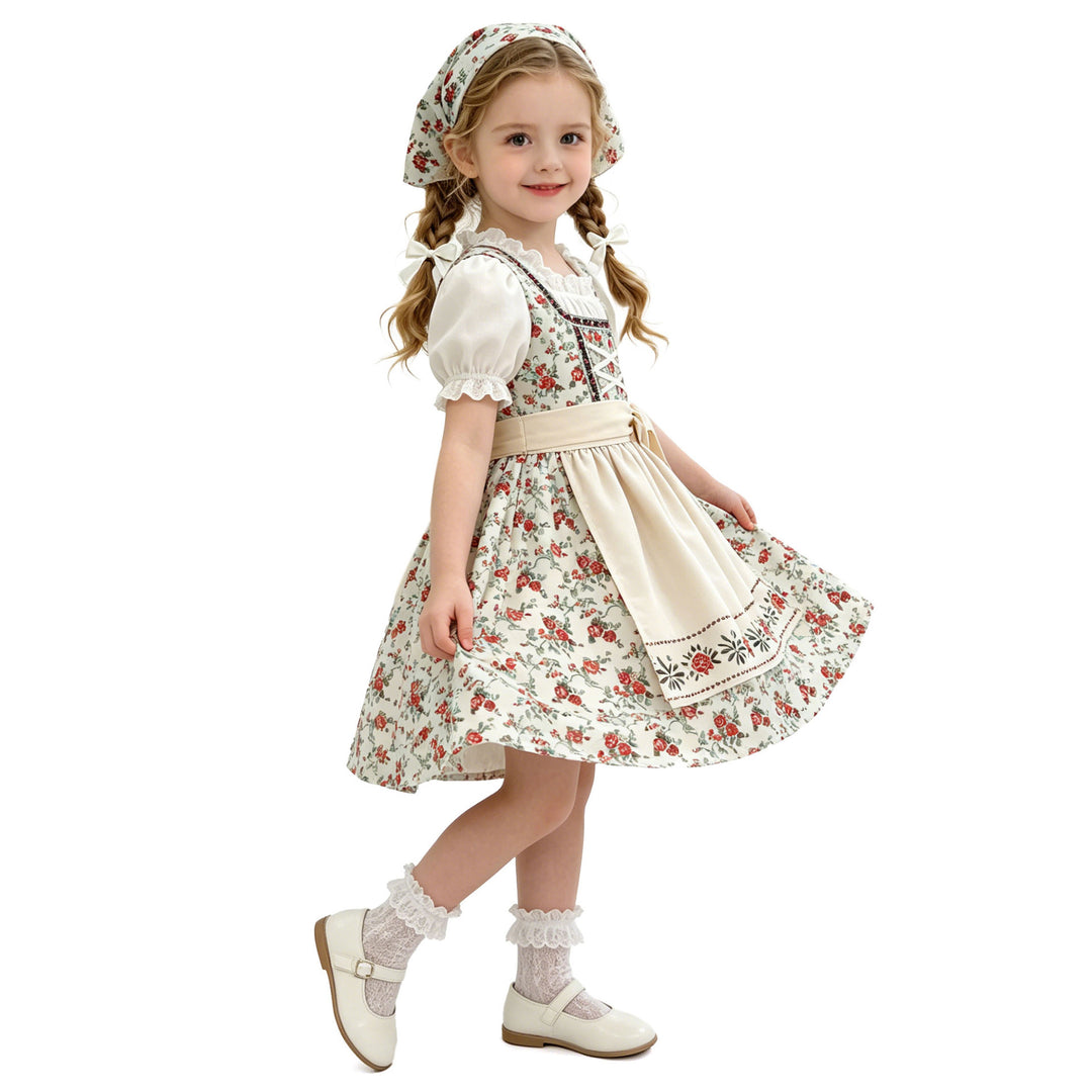 Damen nan Kinderdirndl Trachtenkleid mit Spitzenbluse Schürze und Kopftuch Shop Nory
