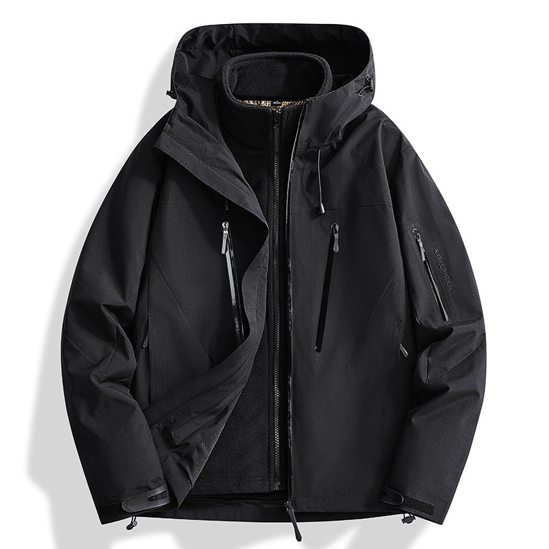 Herren Zwei-in-Eins Softshell-Outdoorjacke mit abnehmbarer Fleece-Innenjacke und wasserdichten Reißverschlüssen Shop Nory